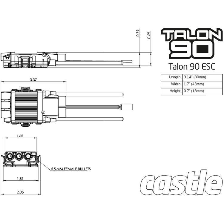 Castle Creations TALON 90 25V 90A ESC w/9A BEC - 8