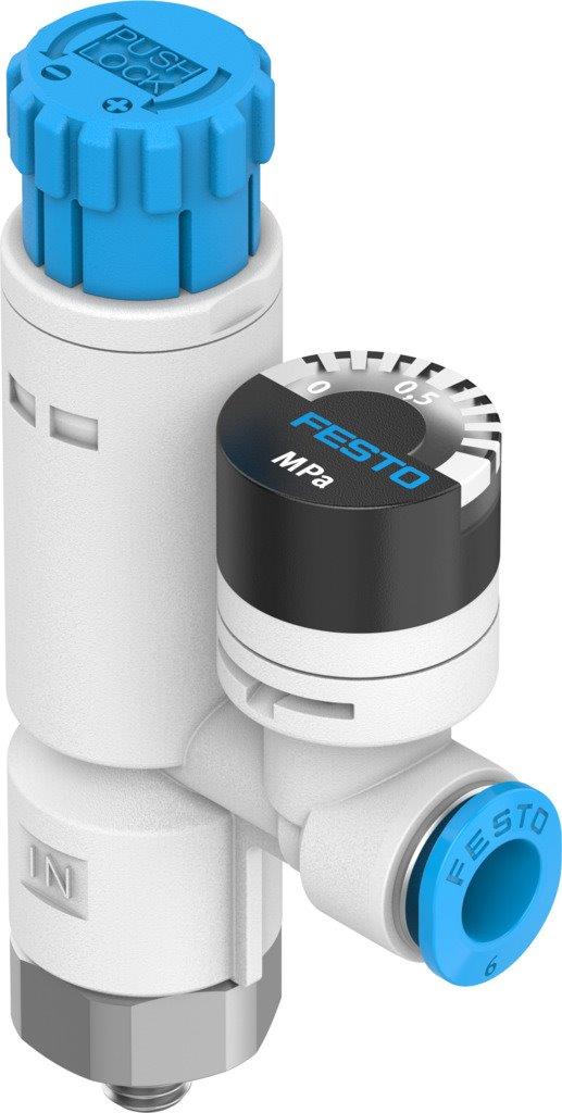 Festo tryckregulator 4mm slang / M5 gänga o mätare - 4