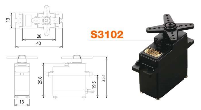 Futaba S3102 Servo mini 4.6kg 0.20s MG - 2