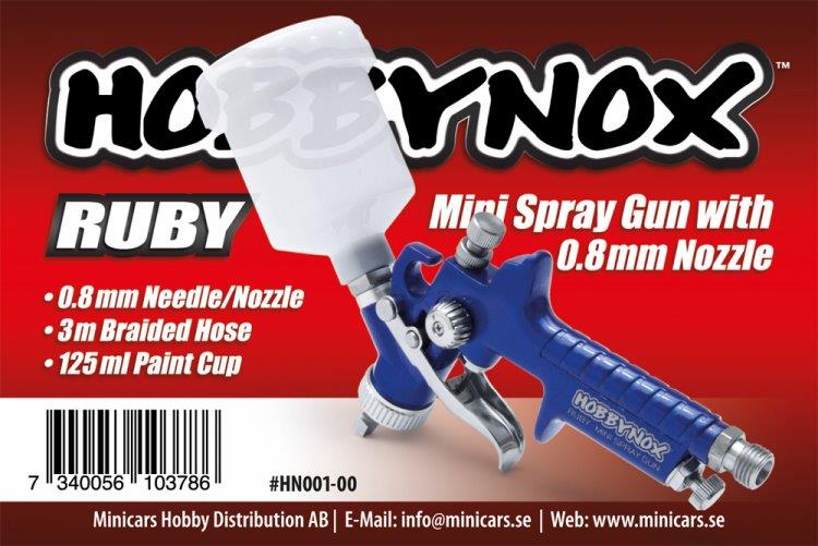 HOBBYNOX RUBY Mini Spray Gun Top Feed 0.8mm 125ml Cup 3mHose - 3
