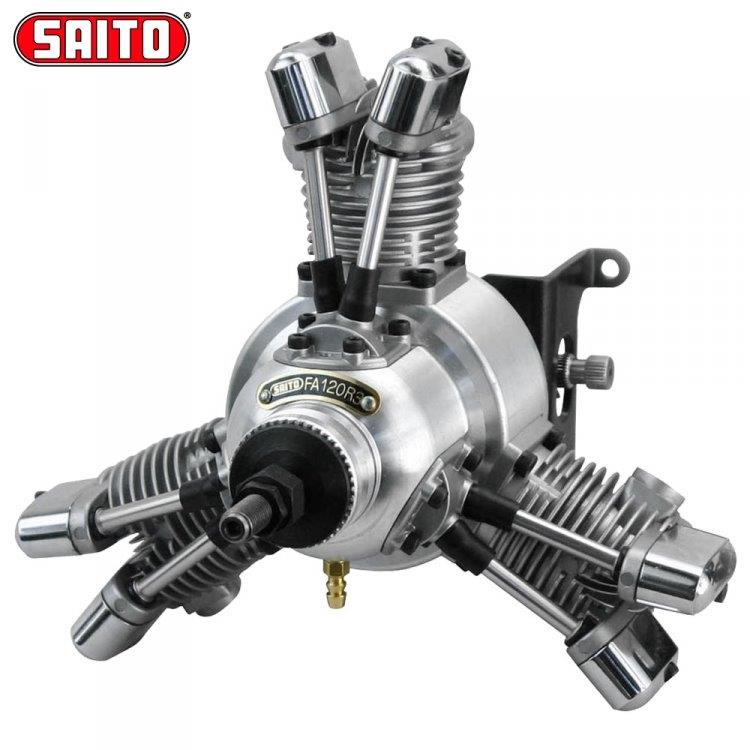 Saito FA 120R3 20cc 4-takts 3-cyl Stjärnmotor Metanol