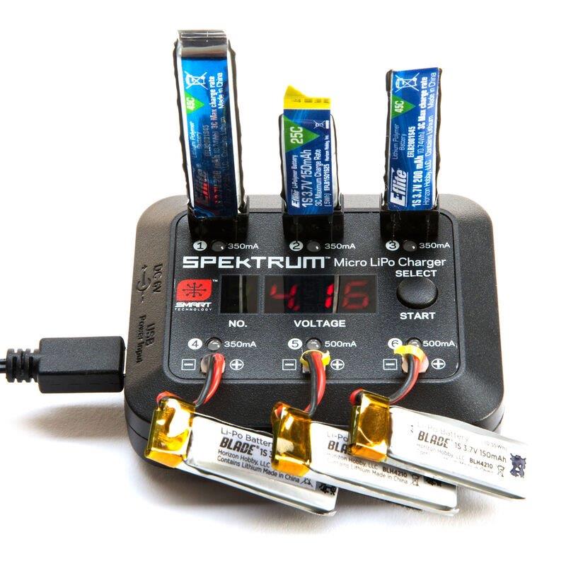 Spektrum Micro 6 Port DC/USB 1S LiPo Charger - 8
