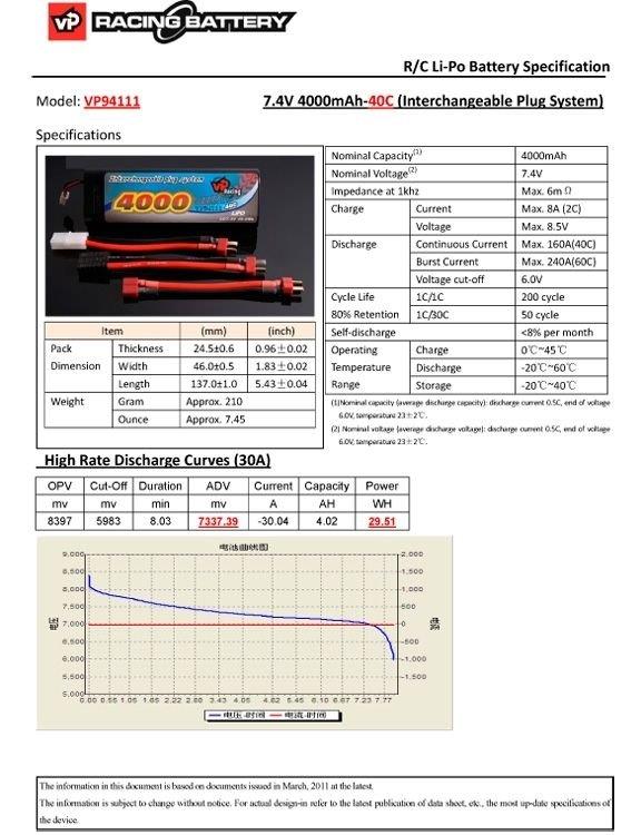 VAPEX LiPo 2S 30C 4000 mAh Hardcase Deans Universal Redragon - 3