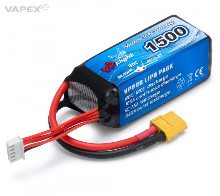 Vapex 4S 14.8V 1500mAh 80C XT60-Kontakt