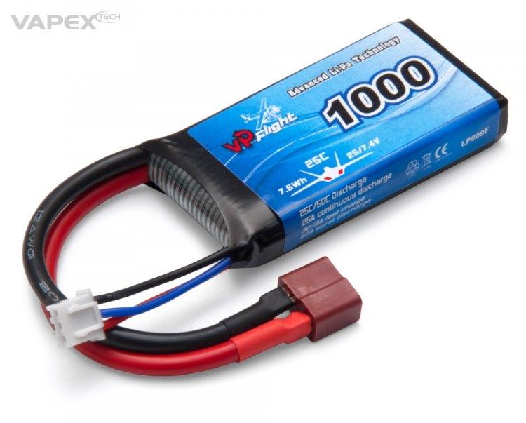 VAPEX Li-Po Batteri 2S 7.4V 1000mAh 25C T-Kontakt