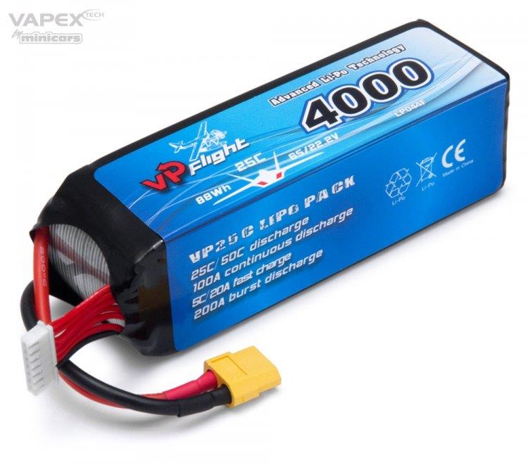 Vapex 6S 22.2V 4000mAh 25C XT60-Kontakt