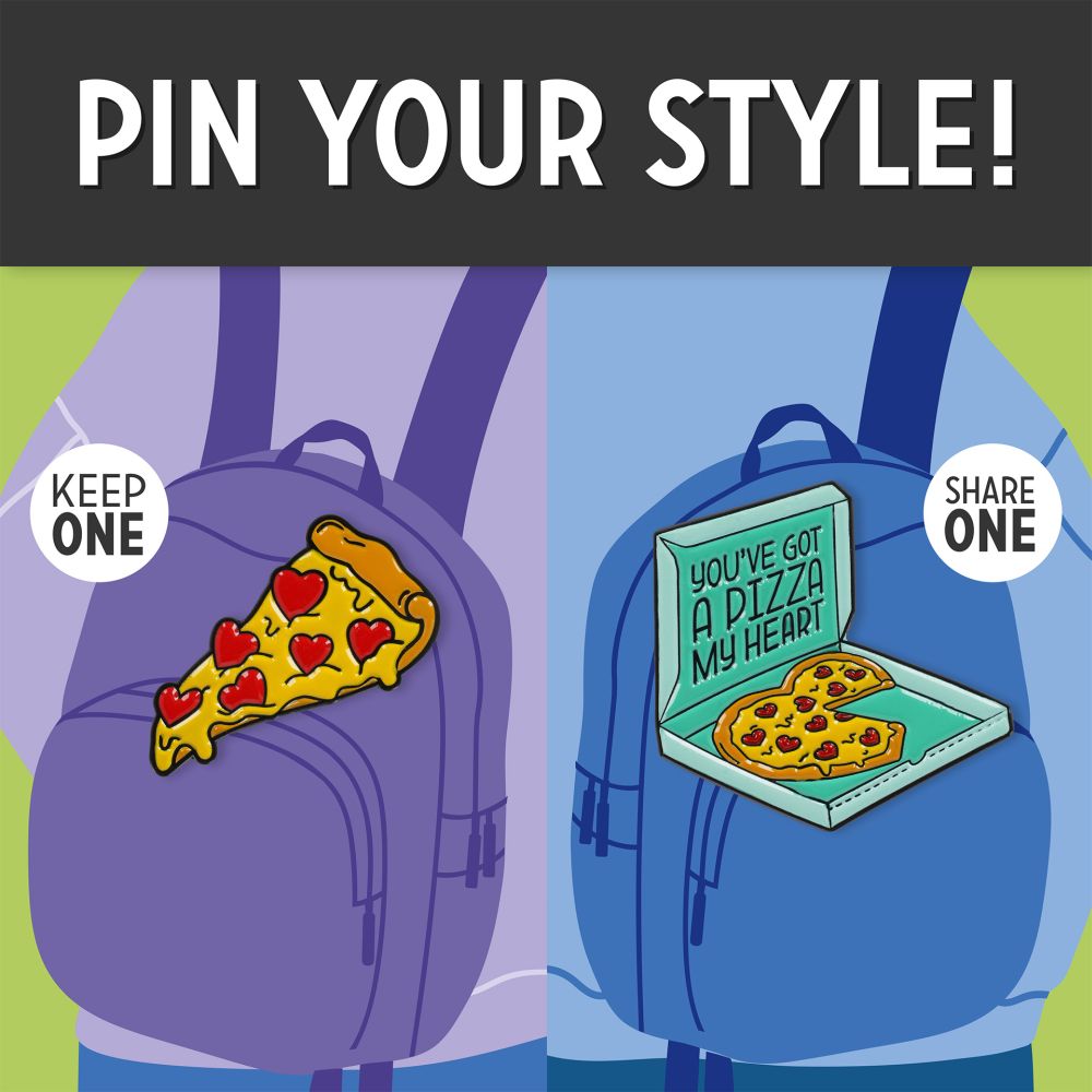 Pin your style! Enamel metal pin, Pizza (knappenål), set med 2 st. - 3