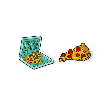 Pin your style! Enamel metal pin (knappnål), Pizza, set med 2 st.