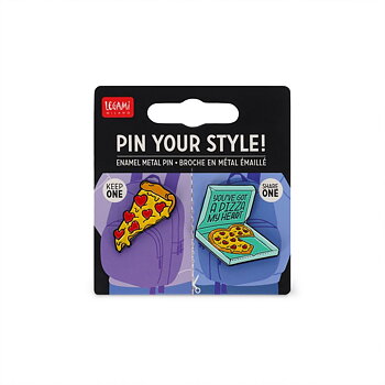 Pin your style! Enamel metal pin (knappnål), Pizza, set med 2 st.