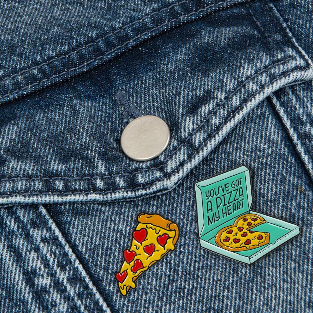 Pin your style! Enamel metal pin, Pizza (knappenål), set med 2 st. - 4