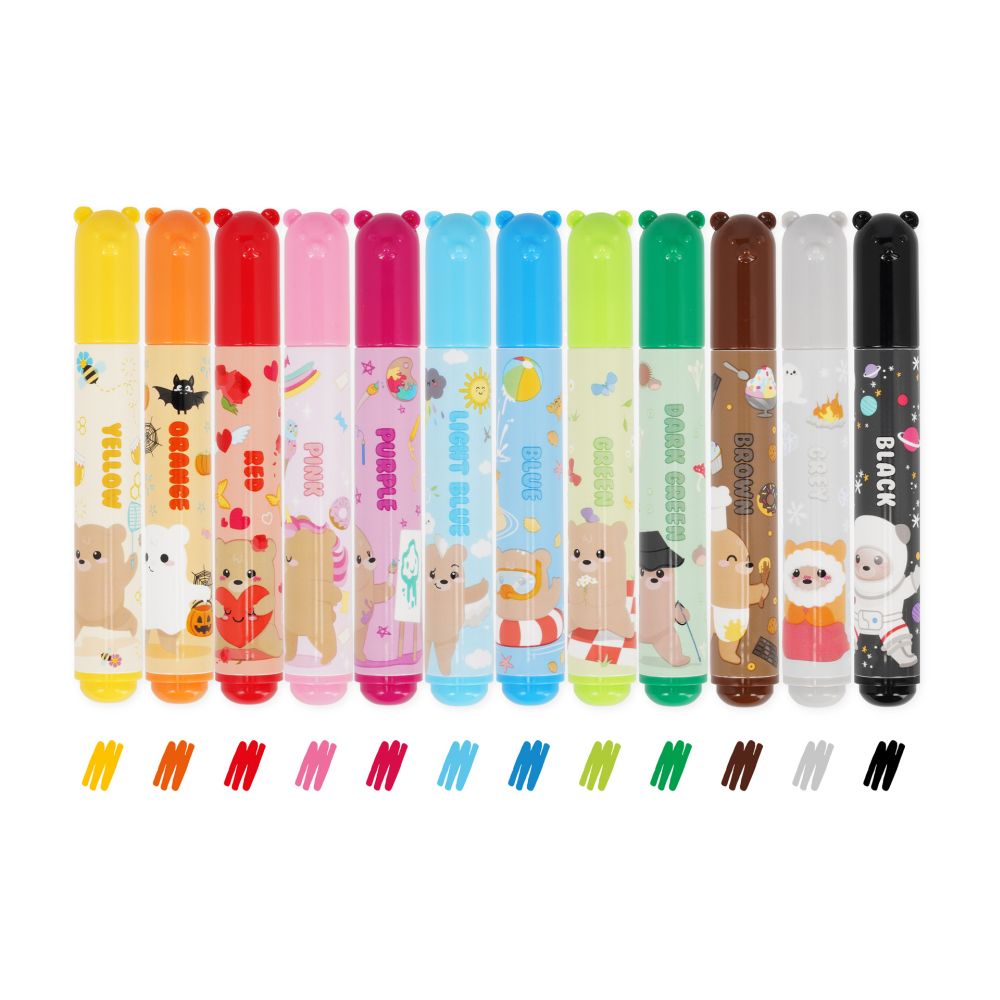 Teddy Friends markers, set med 12 st - 4