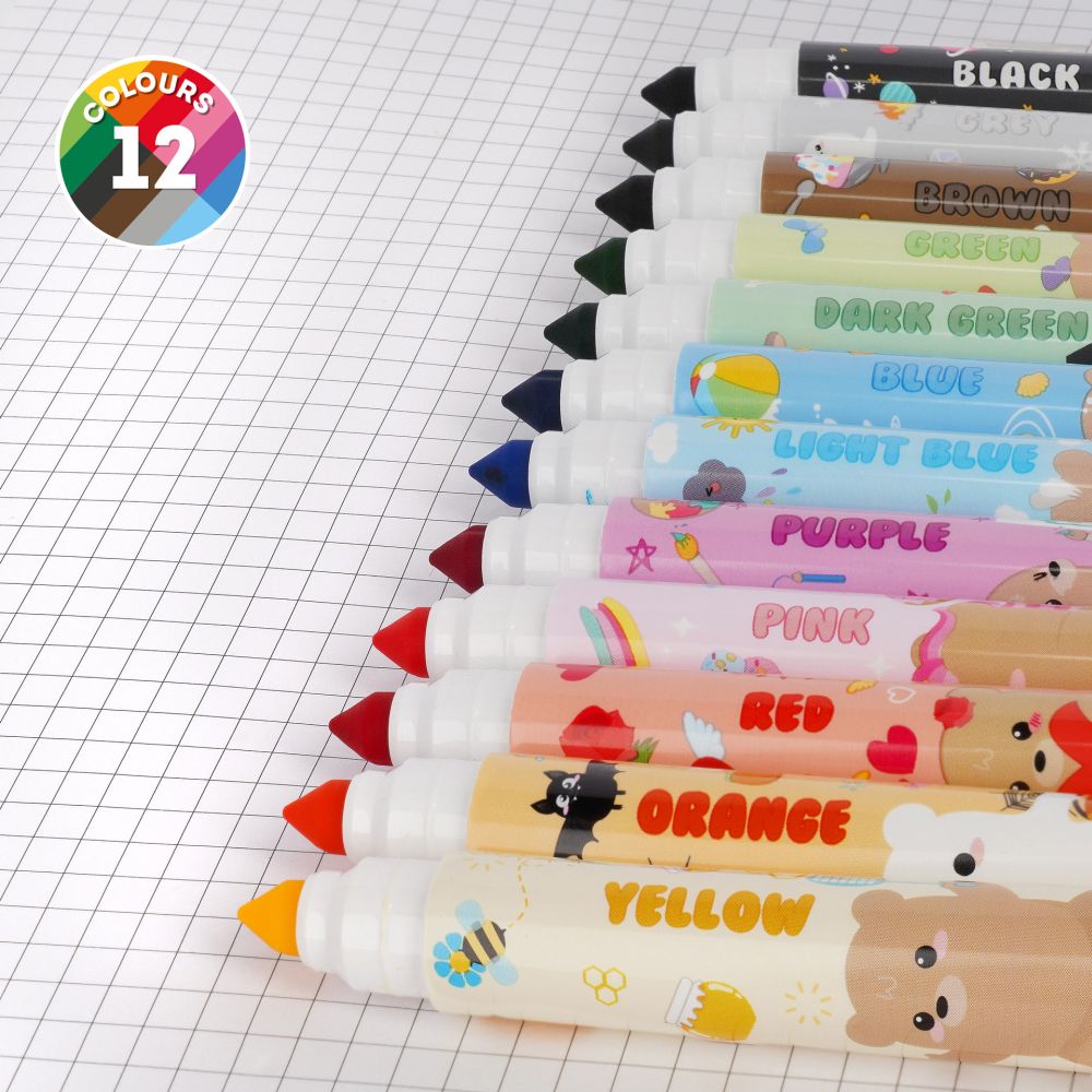 Teddy Friends markers, set med 12 st - 3