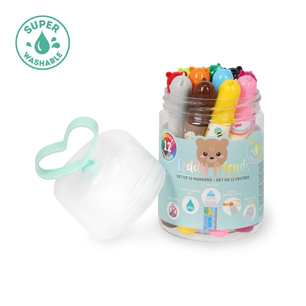 Teddy Friends markers, set med 12 st - 6