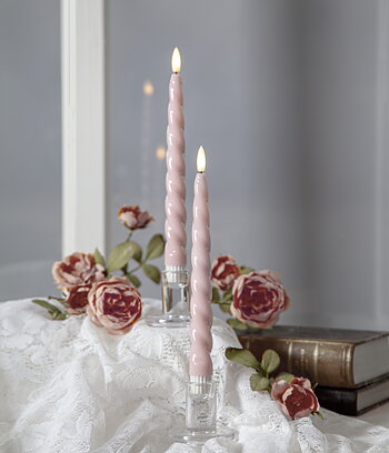 2 st antikljus shine rosa blankt vax. LED-ljus 25 cm. Batteriljus timer