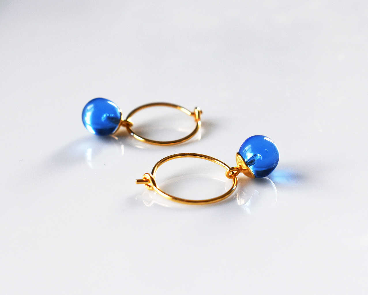 SVALÖ SKY - blue earrings in gold plated silver 15 mm - 3
