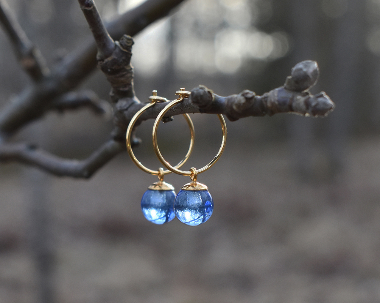 SVALÖ SKY - blue earrings in gold plated silver 15 mm - 2