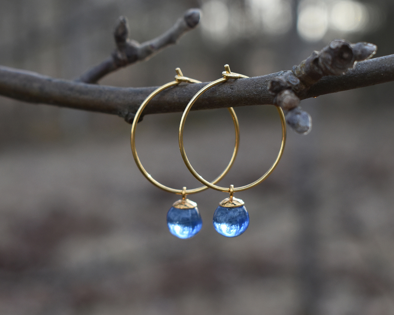 SVALÖ SKY - blue earrings gold plated 25 mm - 2