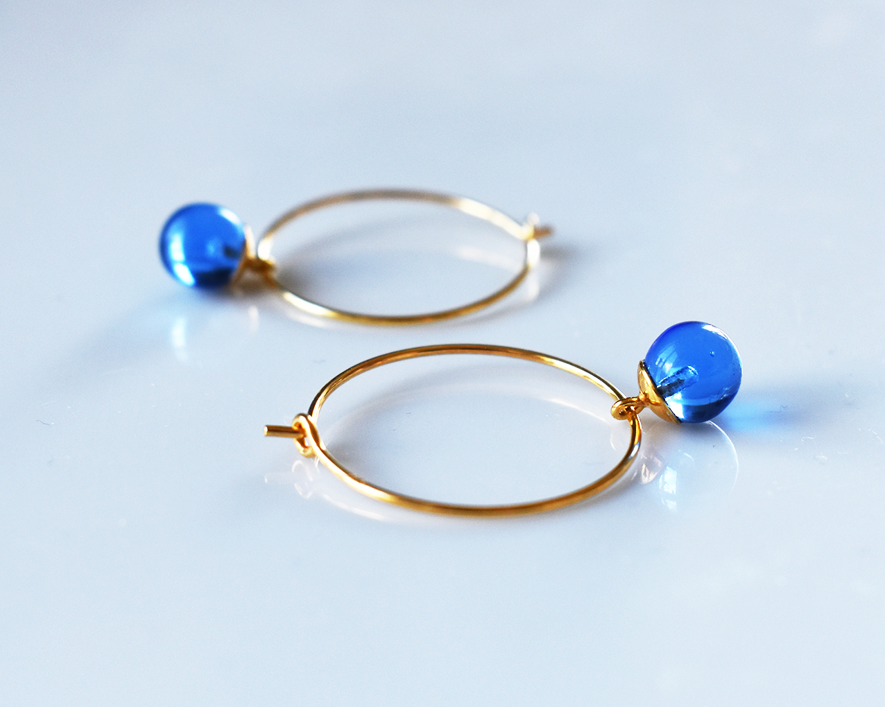 SVALÖ SKY - blue earrings gold plated 25 mm - 3