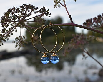 SVALÖ SKY - blue earrings gold plated 25 mm