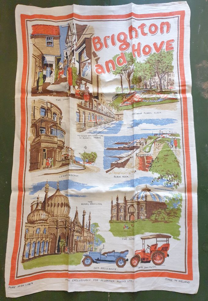 Brighton and Hove linnehandduk retro souvenir
