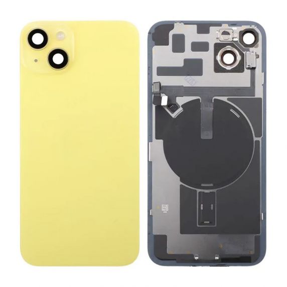 Original iPhone 14 Plus Baksida Glas med lins samt tejp - Gul