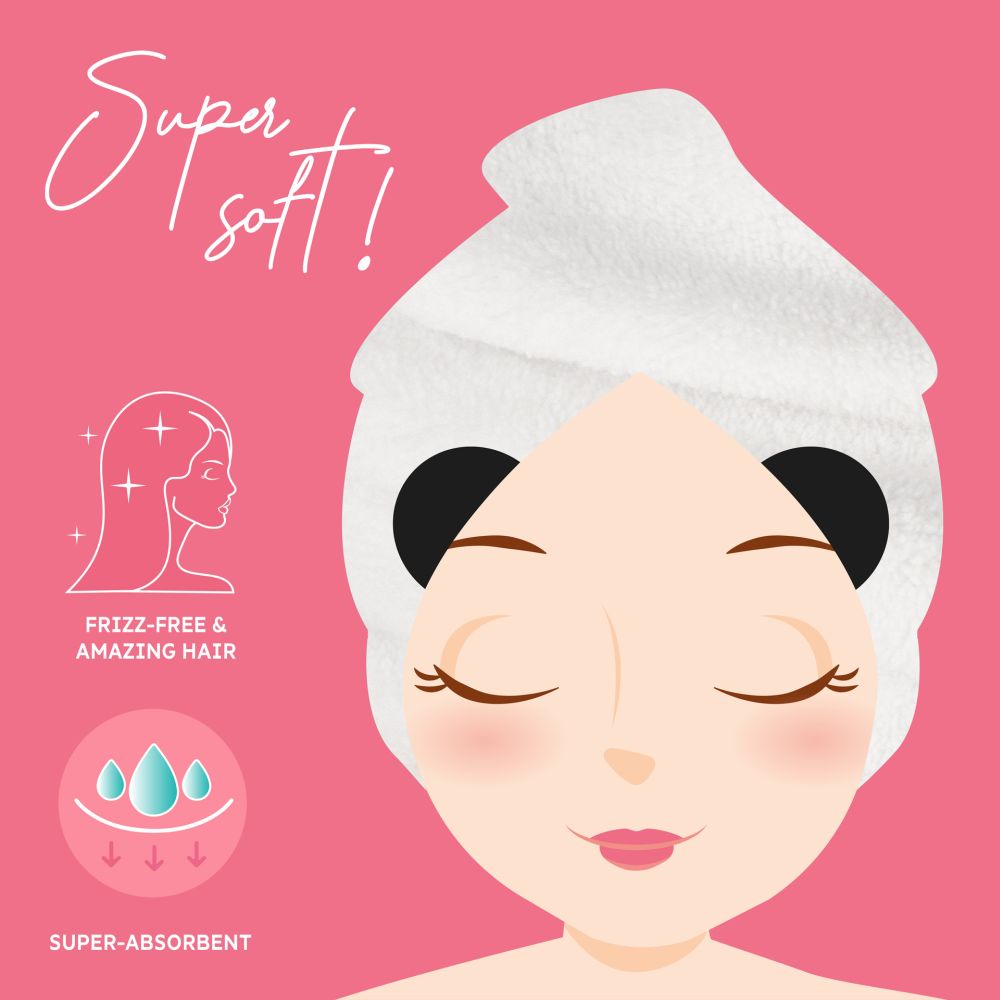 Hair Turban Towel, Love my Hair, Panda - 3