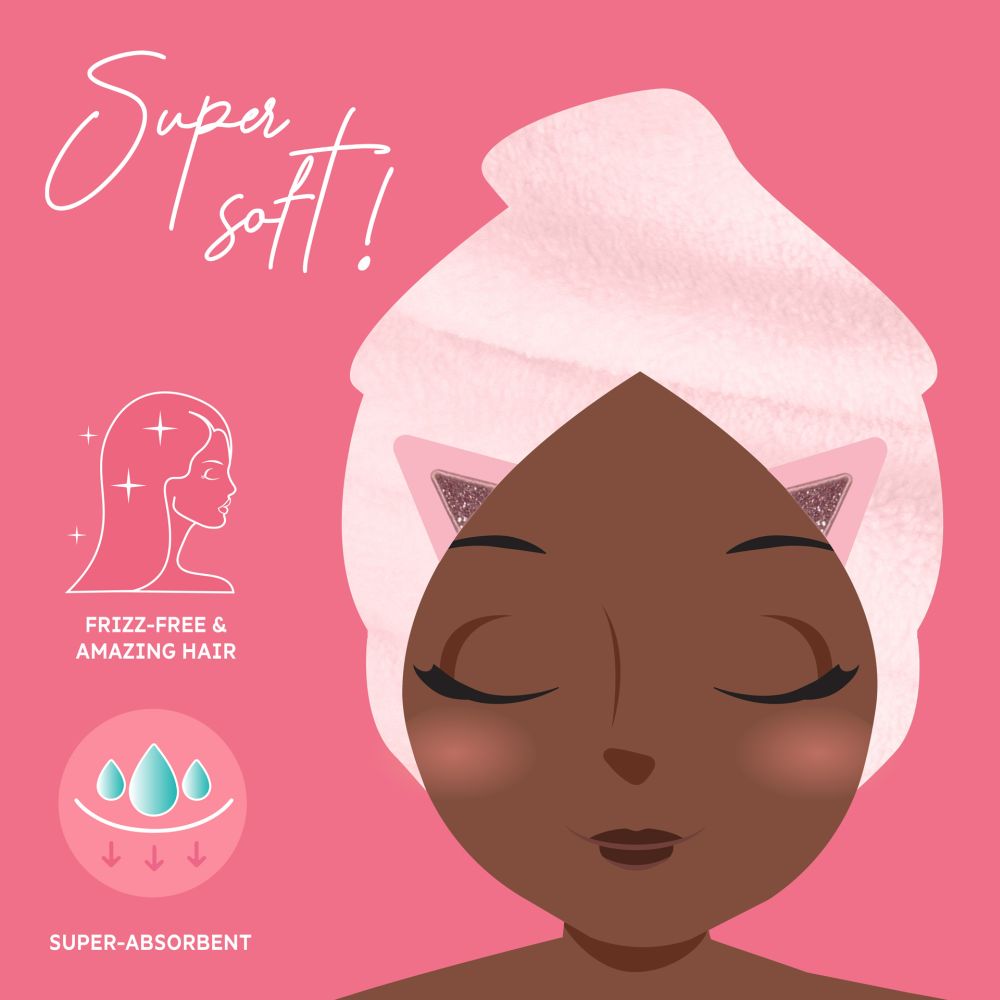 Hair Turban Towel, Love my Hair, Kitty - 3