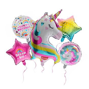 Let's Party! - 5 födelsedagsballonger, Unicorn