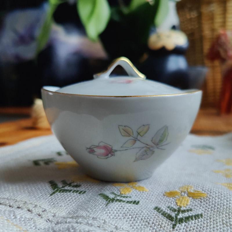 Sockerskål med rosa rosdekor från Winterling 