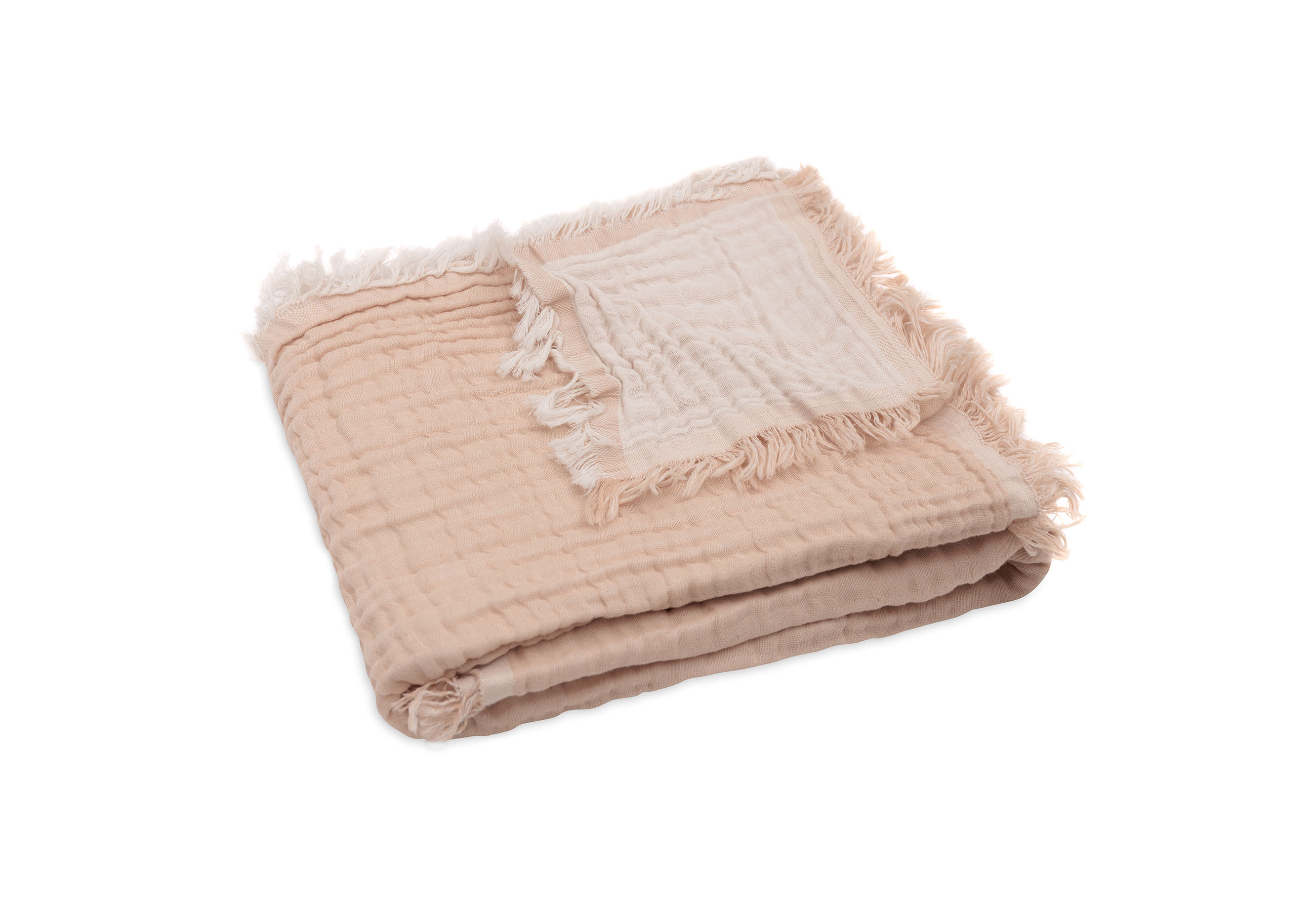 Jollein Muslinfilt Fringe 75x100cm Moonstone/Ivory GOTS