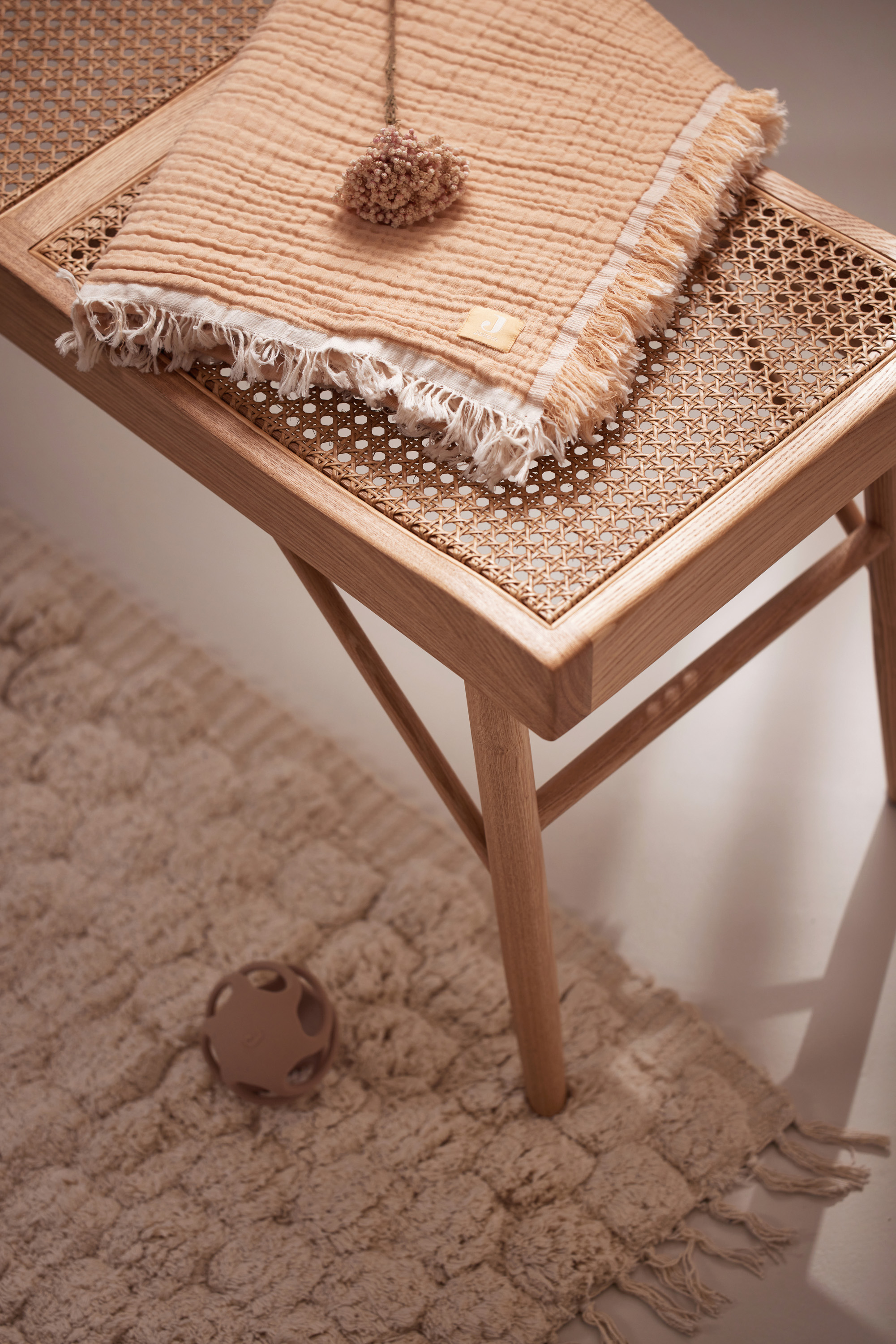 Jollein Muslinfilt Fringe 75x100cm Moonstone/Ivory GOTS - 14