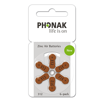 Battery 312 PowerOne Phonak TFT 6 BLI 6stk / pk