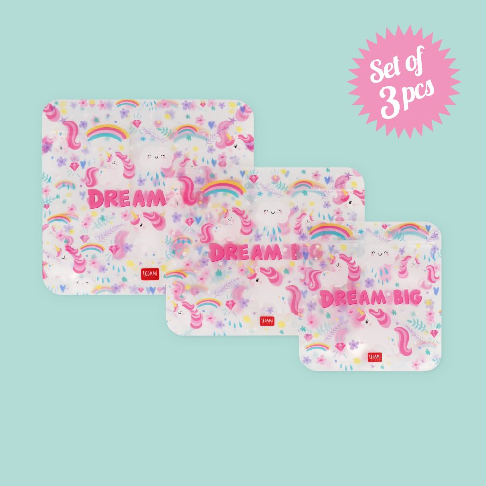 Zip snack bags, set med 3 st. - Unicorn - 3