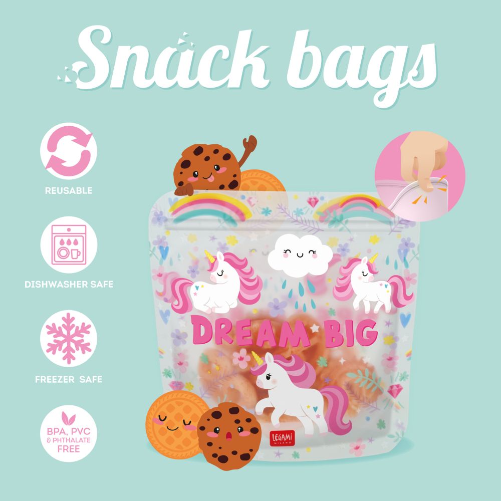 Zip snack bags, set med 3 st. - Unicorn - 2