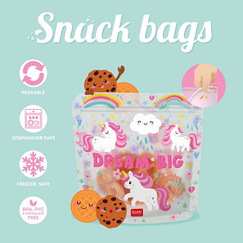 Zip snack bags, set med 3 st. - Unicorn