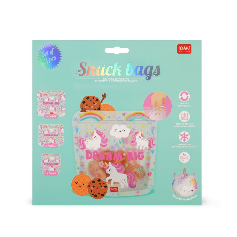 Zip snack bags, set med 3 st. - Unicorn - 5