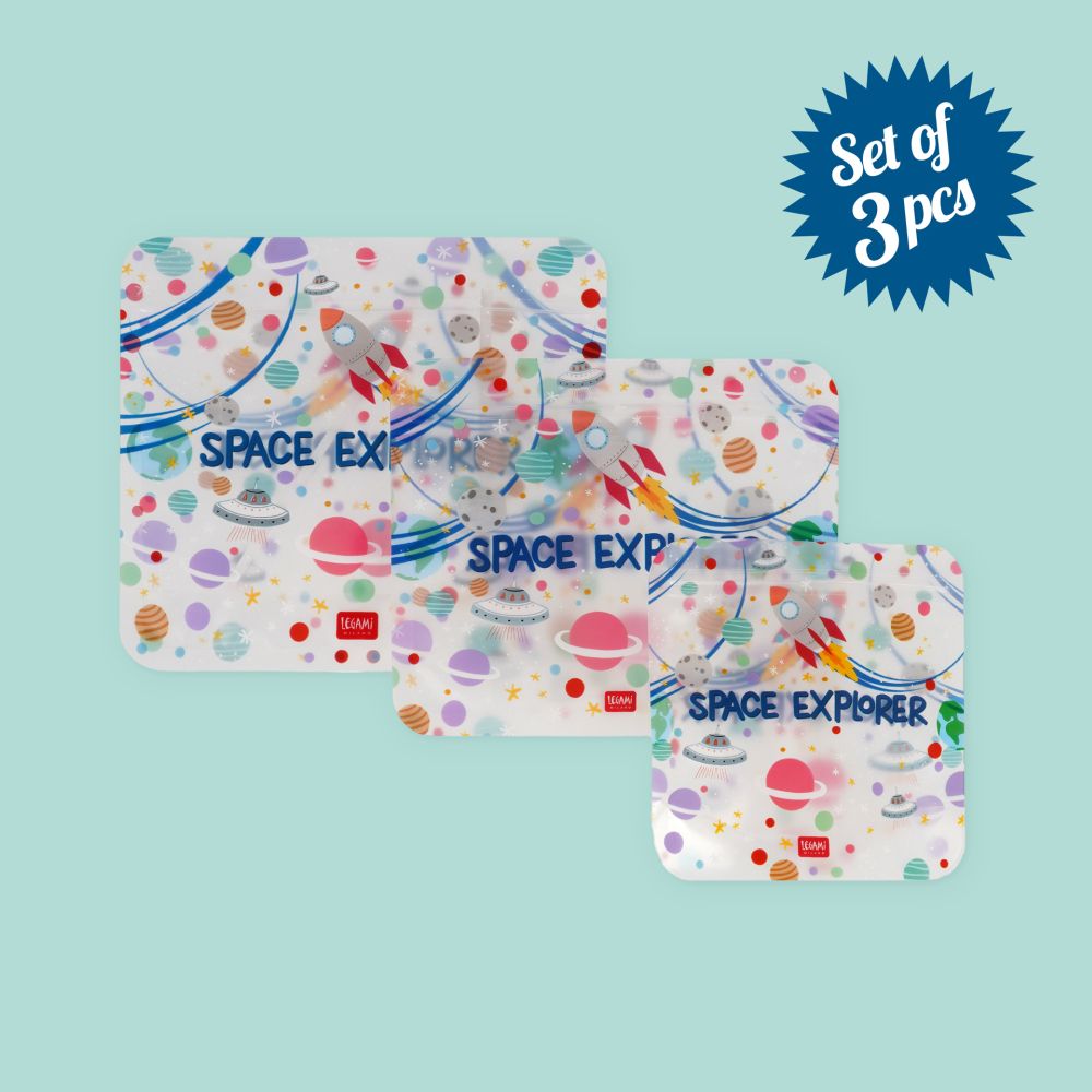 Zip snack bags, sæt med 3 stk. - Space - 4