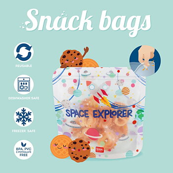 Zip snack bags, set med 3 st. - Space