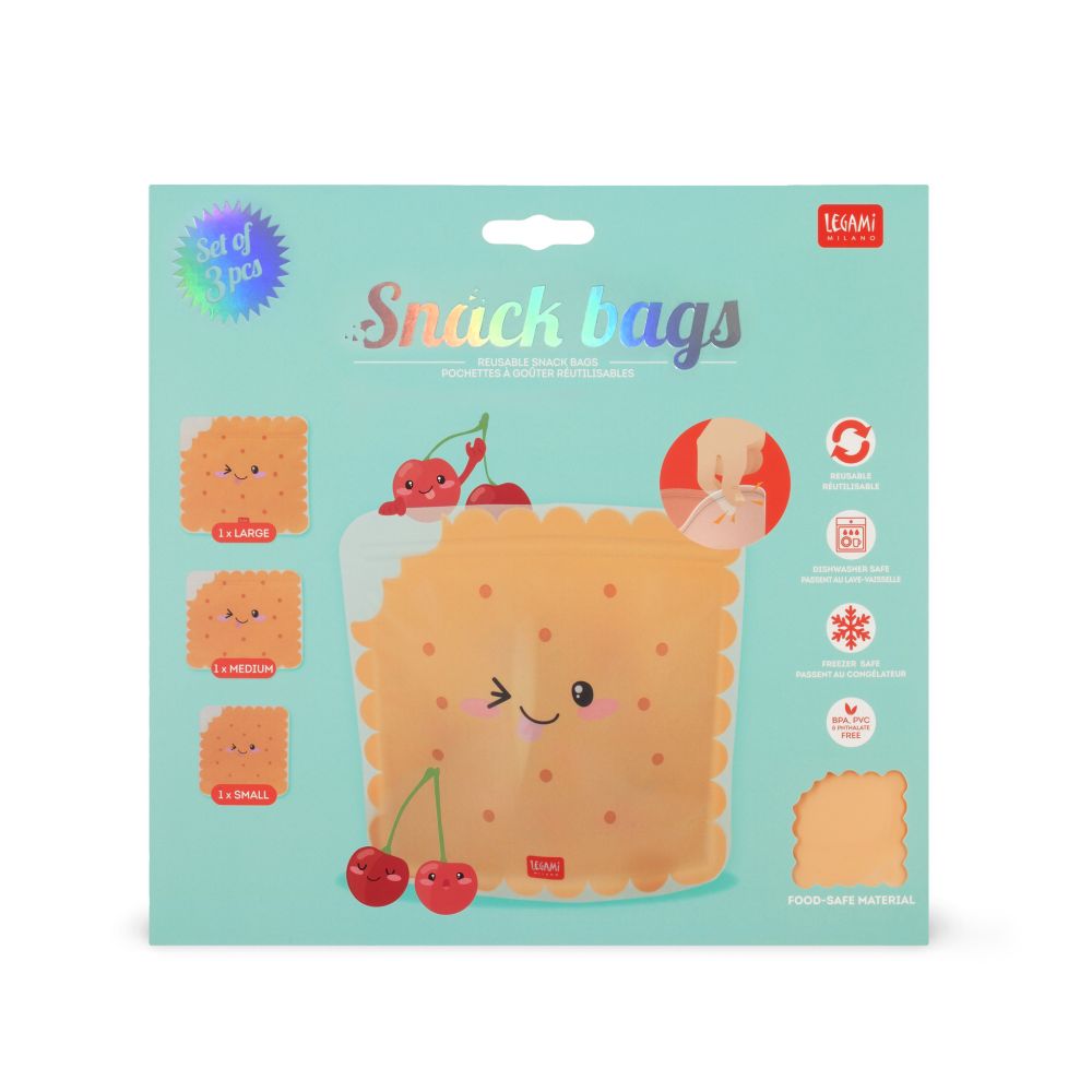 Zip snack bags, set med 3 st. - Cookie - 5