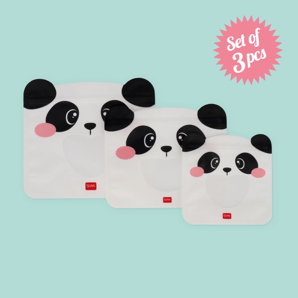 Zip snack bags, sæt med 3 stk. - Panda - 3