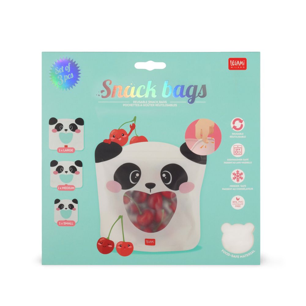 Zip snack bags, sæt med 3 stk. - Panda - 5