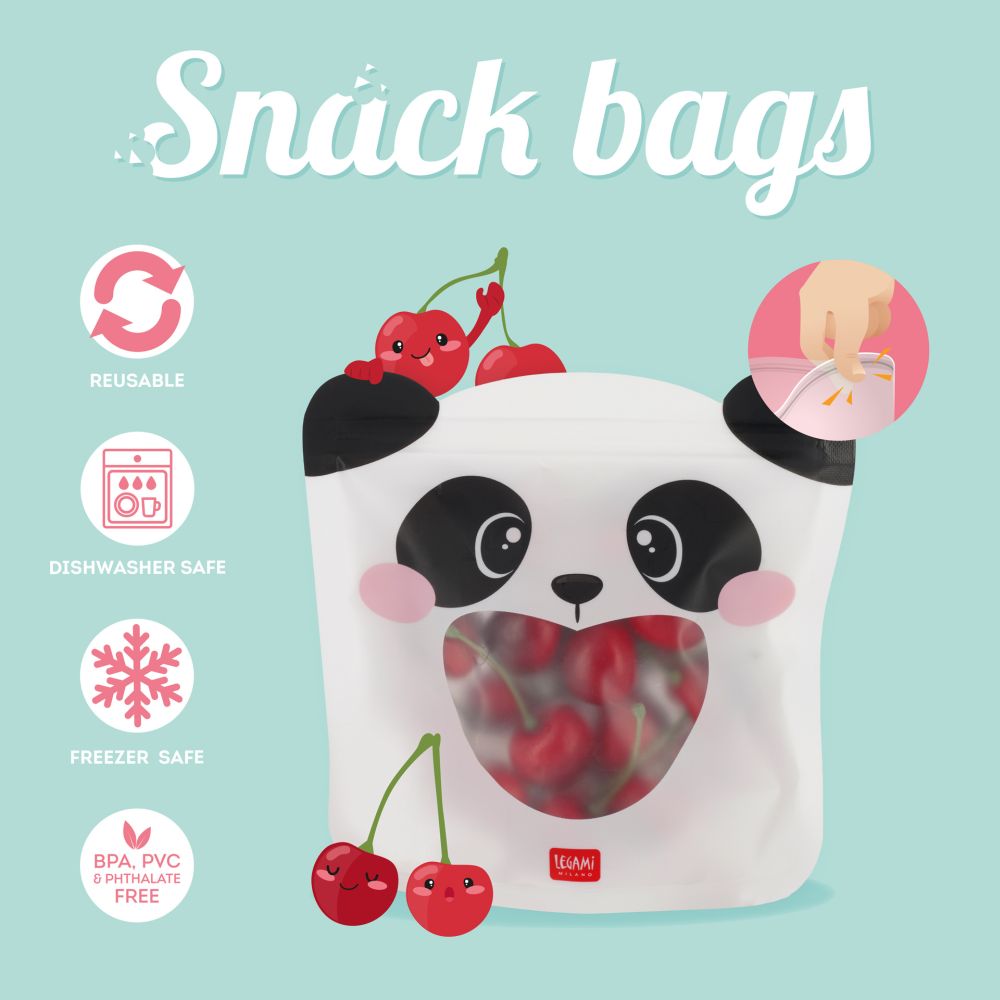 Zip snack bags, sæt med 3 stk. - Panda - 2