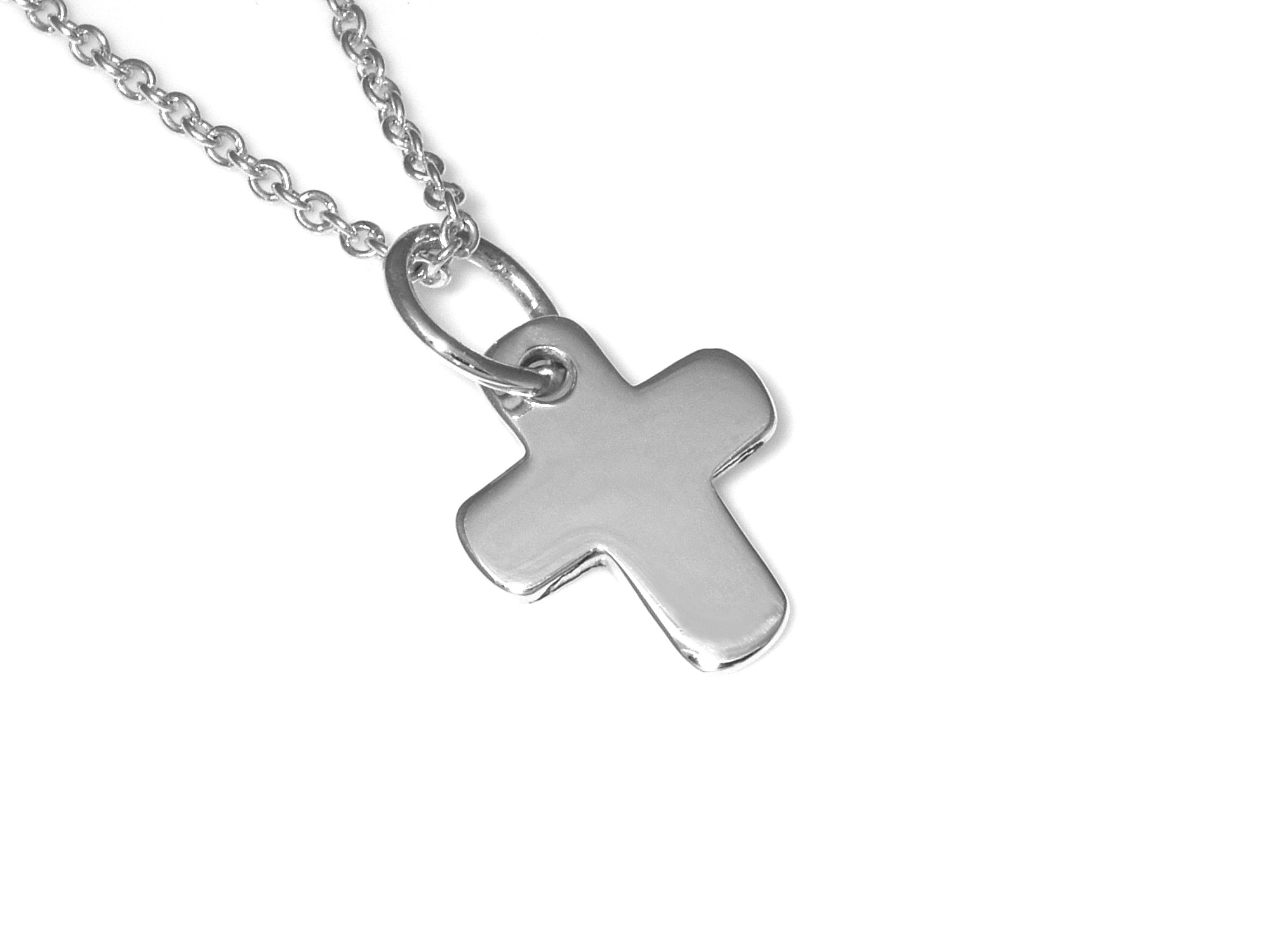 Litet Kors Halsband i Äkta 925 Silver, Kristendom Hänge, Dop och Konfirmation Smycke