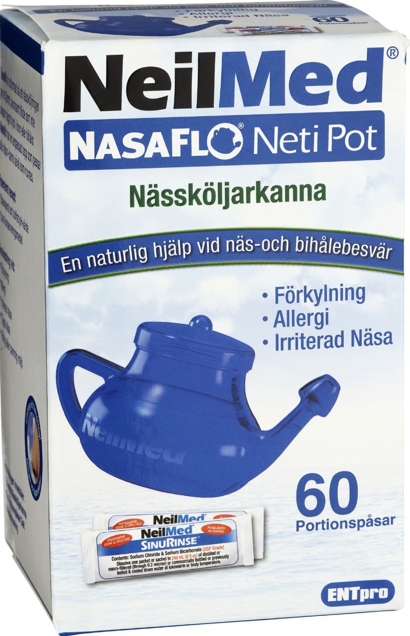 NeilMed NasaFlo Nässköljarkanna Blå 1 st & Portionspåsar 60 st