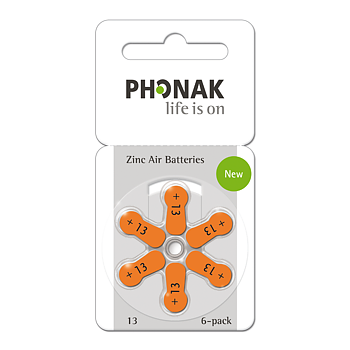 Battery 13 PowerOne Phonak TFT 6 BLI 6stk / pk