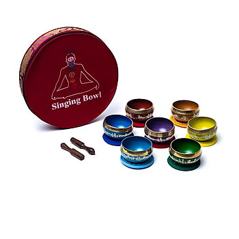 Chakra sångskål uppsättning med väska 8 cm