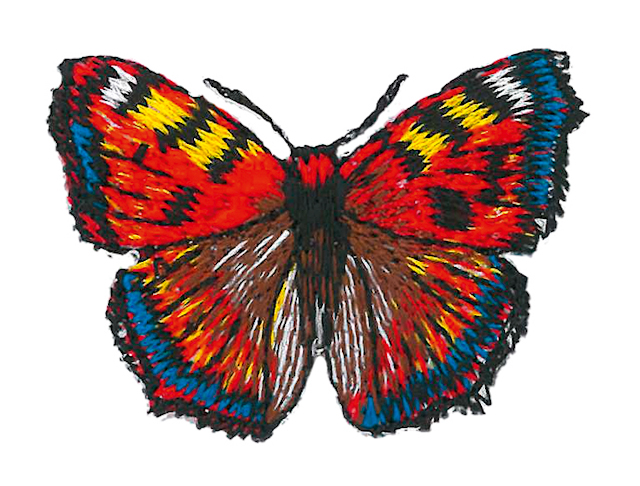 APPLIQUE BUTTERFLY - BLUE/RED
