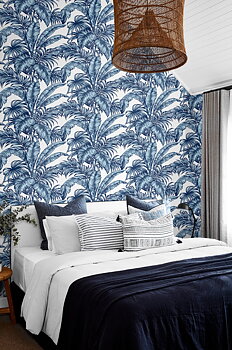 Palm Jungle (Marine Blue) - Självhäftande Tapet - NW40402