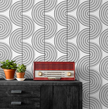 Zen Geo (Onyx & Metallic Silver) - Självhäftande Tapet - NW44200