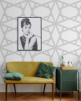 Crossroads Geo (Metallic Silver) - Självhäftande Tapet - NW44305
